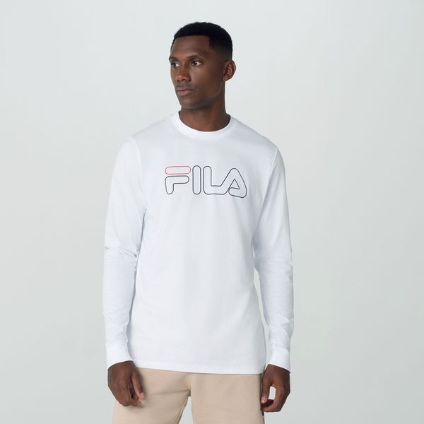 Camiseta Manga Longa Fila Letter Outline Masculina