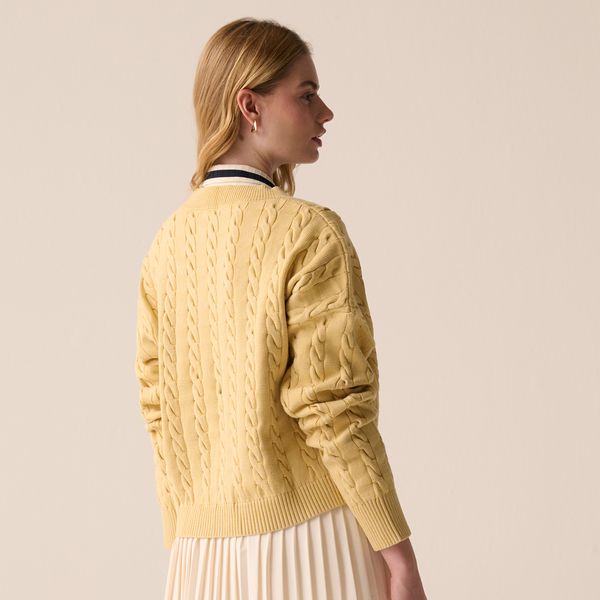 Casaco Fila Baseline Chunky V-Neck Sweater V-Neck Sweater Feminino Casa FILA