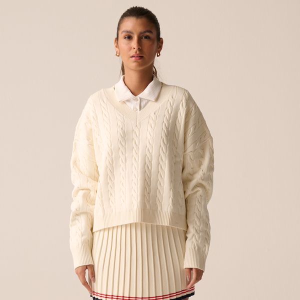 Casaco Fila Baseline Chunky V-Neck Sweater V-Neck Sweater Feminino Casa FILA