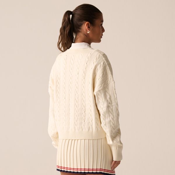 Casaco Fila Baseline Chunky V-Neck Sweater V-Neck Sweater Feminino Casa FILA